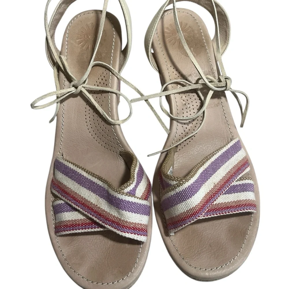 Ugg‎ Stripe Stylish Multicolor Wedge Sandals Sz 10